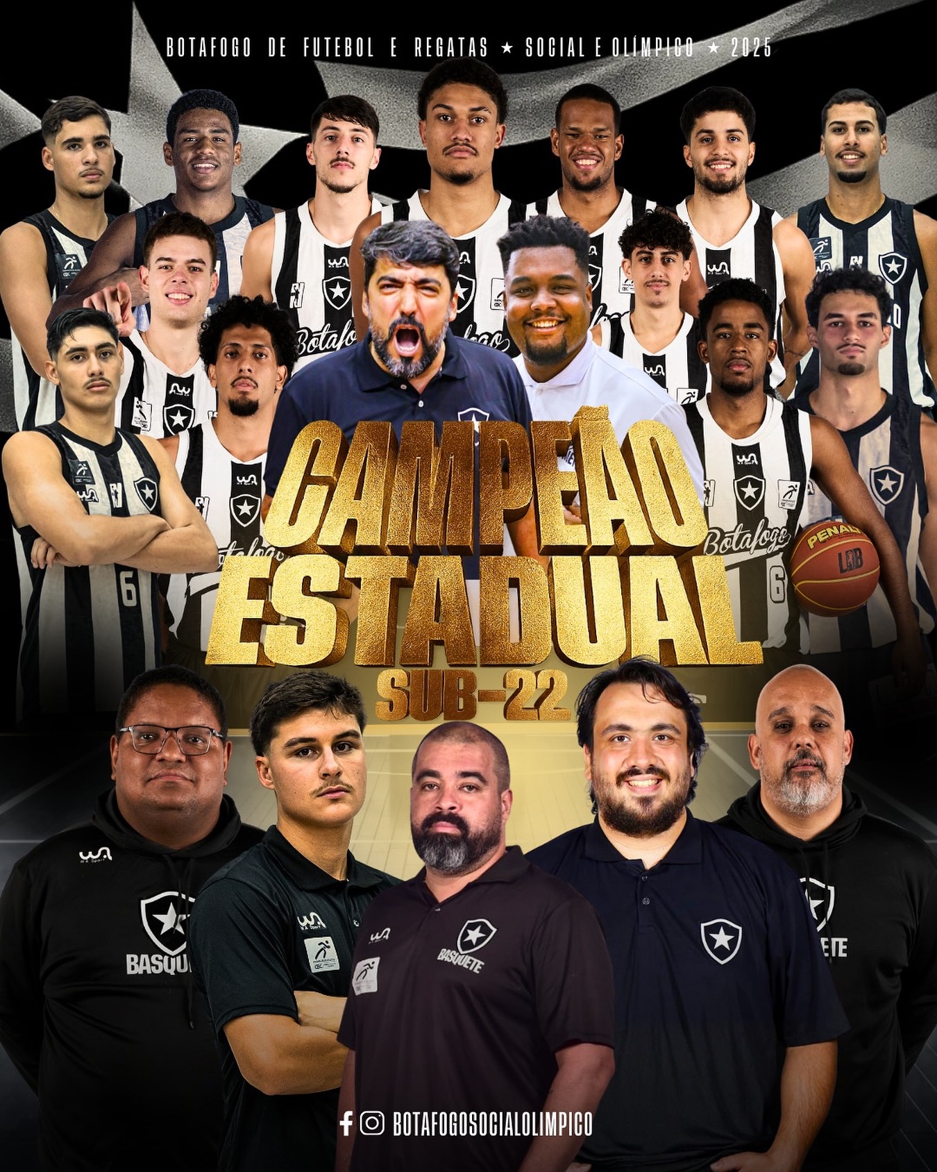CAMPEÃO CARIOCA SUB-22!🔥!
O Campeonato Estadual Categoria Sub-22 é do GLORIOSO! Aquele que marca a última etapa entre as categorias de formação e a categoria adulta é mais um troféu agora em General Severiano! O Alvinegro conseguiu o título ao bater na semifinal a equipe do Fluminense e na Final o Flamengo que ficou com o vice.
Além disso o Glorioso também teve o cestinha da competição com 187 pontos marcados e média de 17 pontos por jogo!
“Feliz pelo título, pela conquista, ainda mais sendo em cima do nosso rival, mas acima disso confiante na solidez desse trabalho que vem apresentando cada vez resultados expressivos na base e consolidando o nosso Botafogo com um clube campeão! O nosso torcedor o nosso sócio merece demais isso!”, disse Carlos Salomão, Diretor de Basquete do Botafogo.