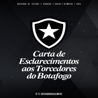 Carta de Esclarecimentos aos Torcedores do Botafogo.

Leia na íntegra no nosso site: LINK NA BIO!

#Botafogo