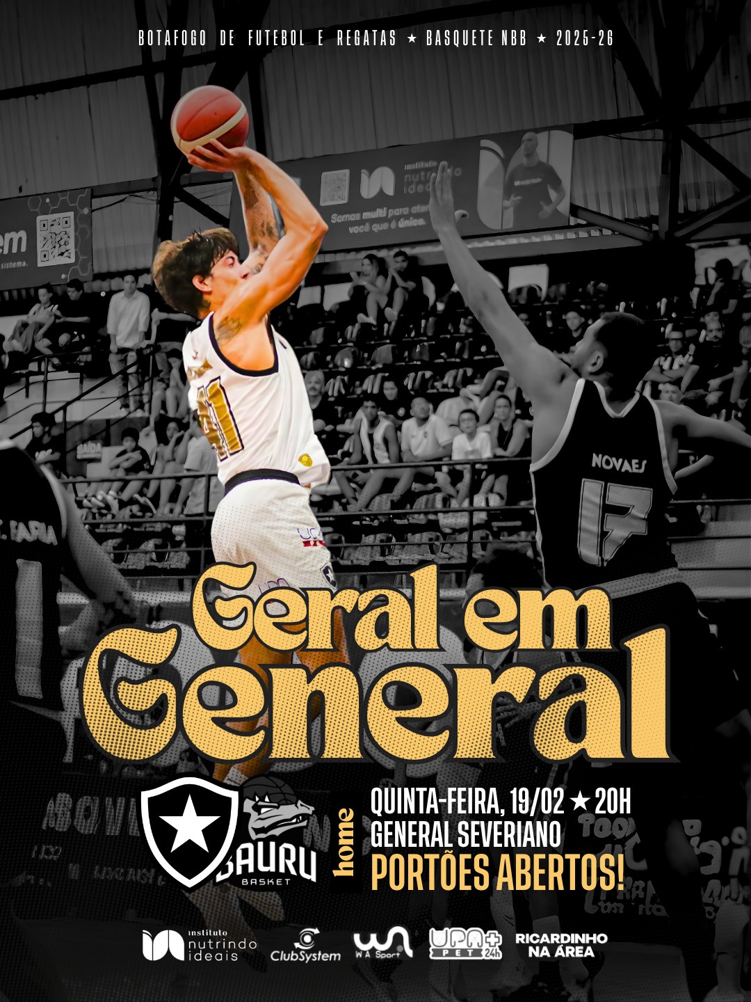 Hoje tem Botafogo Basquete com os portões abertos para a torcida! 🔥
Botafogo x Bauru às 20h, no Ginásio Oscar Zelaya, em General Severiano.
Serviço:
Data: Quinta-feira, 19/02
Horário: 20h
Local: Av. Venceslau Brás, 72 - Botafogo/RJ
#Botafogo #Basquete